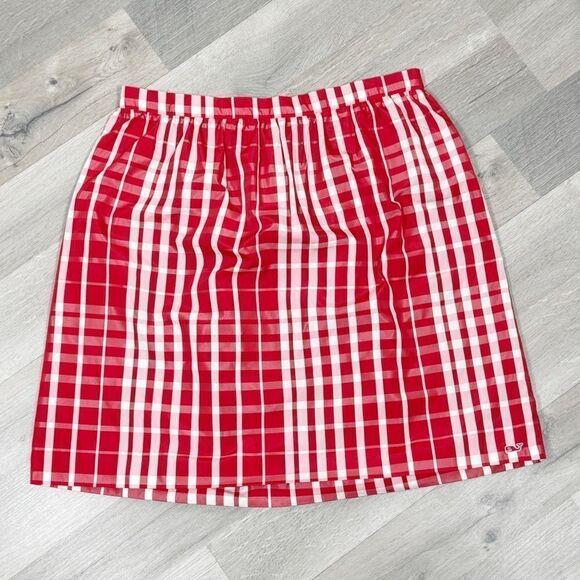 Vineyard Vines Girls Gingham Check Silk Blend Taffeta Skirt Red White XL - Picture 13 of 13